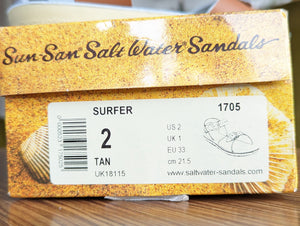NEW Saltwater Tan Surfer Sandals UK 1 EU 33