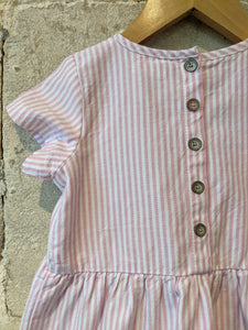 Pink Hickory Striped Soft Denim Dress - 2 Years