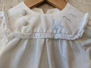Antique French Pretty White Cotton Tunic 3 Months