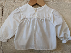 Antique French Pretty White Cotton Tunic 3 Months