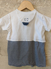 Load image into Gallery viewer, Fabulous Breton Striped Little Duck Romper 6 Months

