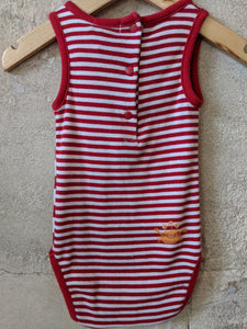 Cute Seaside Red Striped Bodysuit - 6 Months