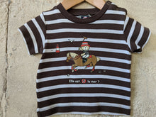 Load image into Gallery viewer, Weekend à La Mer Striped Teddy Bear T Shirt - 6 Months
