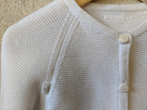Smart, Stylish, White Cotton Cardigan - 6 Months