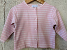 Load image into Gallery viewer, Jacadi Pink Striped Cardigan with Daisy Poppers - 6 Months
