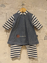 Load image into Gallery viewer, Fabulous Snuggly Breton Striped Romper-Dress in One - 6 Months
