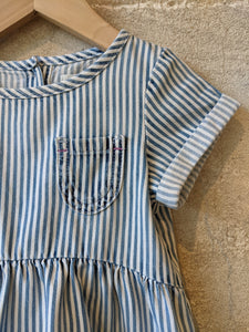Wonderful Hickory Striped Soft Denim Dress - 18 Months