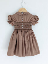 Load image into Gallery viewer, Amazing Warm Brown 1960s Handmade Smocked Dress - 18 Months