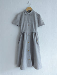 Gorgeous Vintage Grey Striped Dress - 9 Years