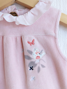 Marèse Soft Pink Velour Babygrow - 6 Months