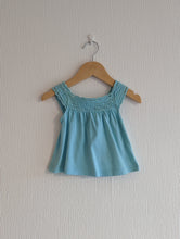 Load image into Gallery viewer, Floaty Crochet Turquoise Tee - 6 Months
