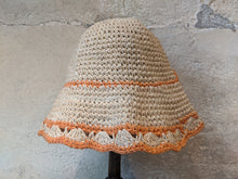 Load image into Gallery viewer, Retro Handmade secondhand kid's straw summer hat orange flower