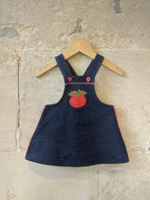 Load image into Gallery viewer, Retro Cool Baby Pinafore Denim Style Dress Apple
