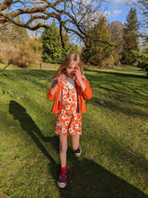 Load image into Gallery viewer, Handmade Preloved 60s Playsuit Girl Orange Flower Power sale
