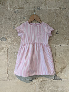 Pink Hickory Striped Soft Denim Dress - 2 Years