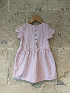 Pink Hickory Striped Soft Denim Dress - 2 Years