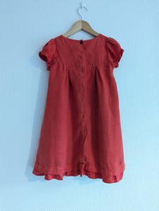 Beautiful Red Linen French Dress - 6 Years