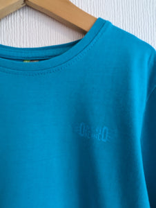 Bright Sea Blue Long Sleeved French Cotton Top - 8 Years