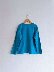 Bright Sea Blue Long Sleeved French Cotton Top - 8 Years