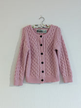 Load image into Gallery viewer, Pastel Pink Merino Cable Knit Cardigan - 7 Years
