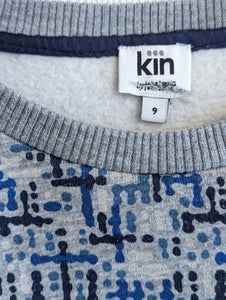 KIN Blue Grey Print Soft Sweatshirt - 9 Years