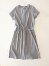 Load image into Gallery viewer, Back of a navy &amp; White Striped Petit Bateau Child's Dress Preloved 
