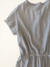 Load image into Gallery viewer, Striped fabric with a visible seam on a light background. Petit Bateau Preloved Girls Dress
