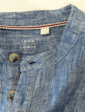 Load image into Gallery viewer, John Lewis Preloved Grandad Collar Boys Blue Shirt Collaarless
