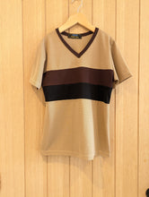 Load image into Gallery viewer, Vintage Beige Retro Striped V Neck T Shirt - 8 Years
