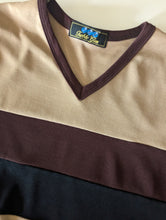 Load image into Gallery viewer, Vintage Beige Retro Striped V Neck T Shirt - 8 Years
