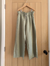 Load image into Gallery viewer, Dusky Green Wide Leg Linen Trousers - 10 Years
