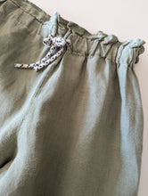 Load image into Gallery viewer, Dusky Green Wide Leg Linen Trousers - 10 Years
