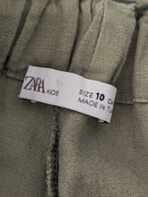 Load image into Gallery viewer, Dusky Green Wide Leg Linen Trousers - 10 Years
