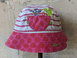 DPAM Preloved Baby Sun Hat Pink Stripes Tortoise
