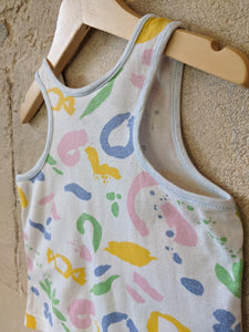 Retro Abstract Pastel Print Fabric Baby Vest