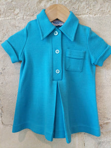 French 70s Bright Blue A-Line Shirt 12 Months