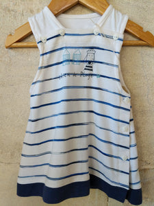 Cute Petit Chien Blue Stripe Cotton Beach Tunic - 6 Months