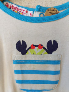 NEW Cute Crab Blue Striped Cotton Shorts & Top Set - 6 Months