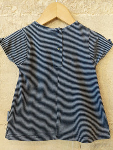 French Striped A-Line Cotton Dress - 3 Months