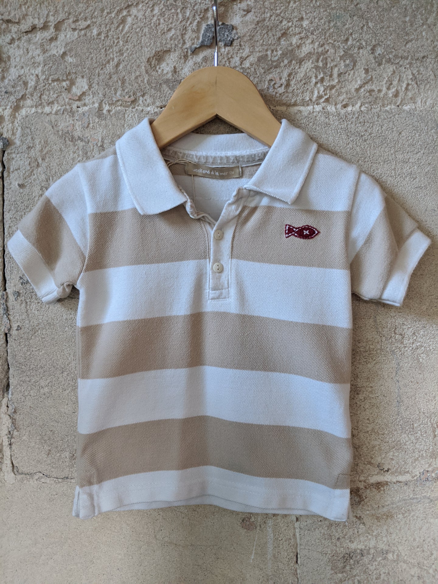 Weekend  à La Mer Striped Cotton Polo Shirt - 12 Months