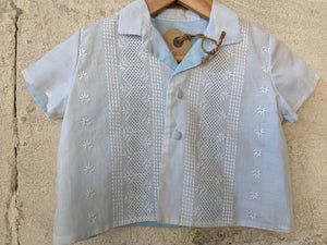 French Antique Shirt with Broderie Panelling - 12 Months