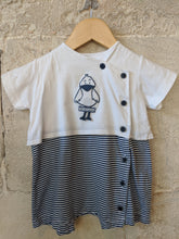 Load image into Gallery viewer, Fabulous Breton Striped Little Duck Romper 6 Months
