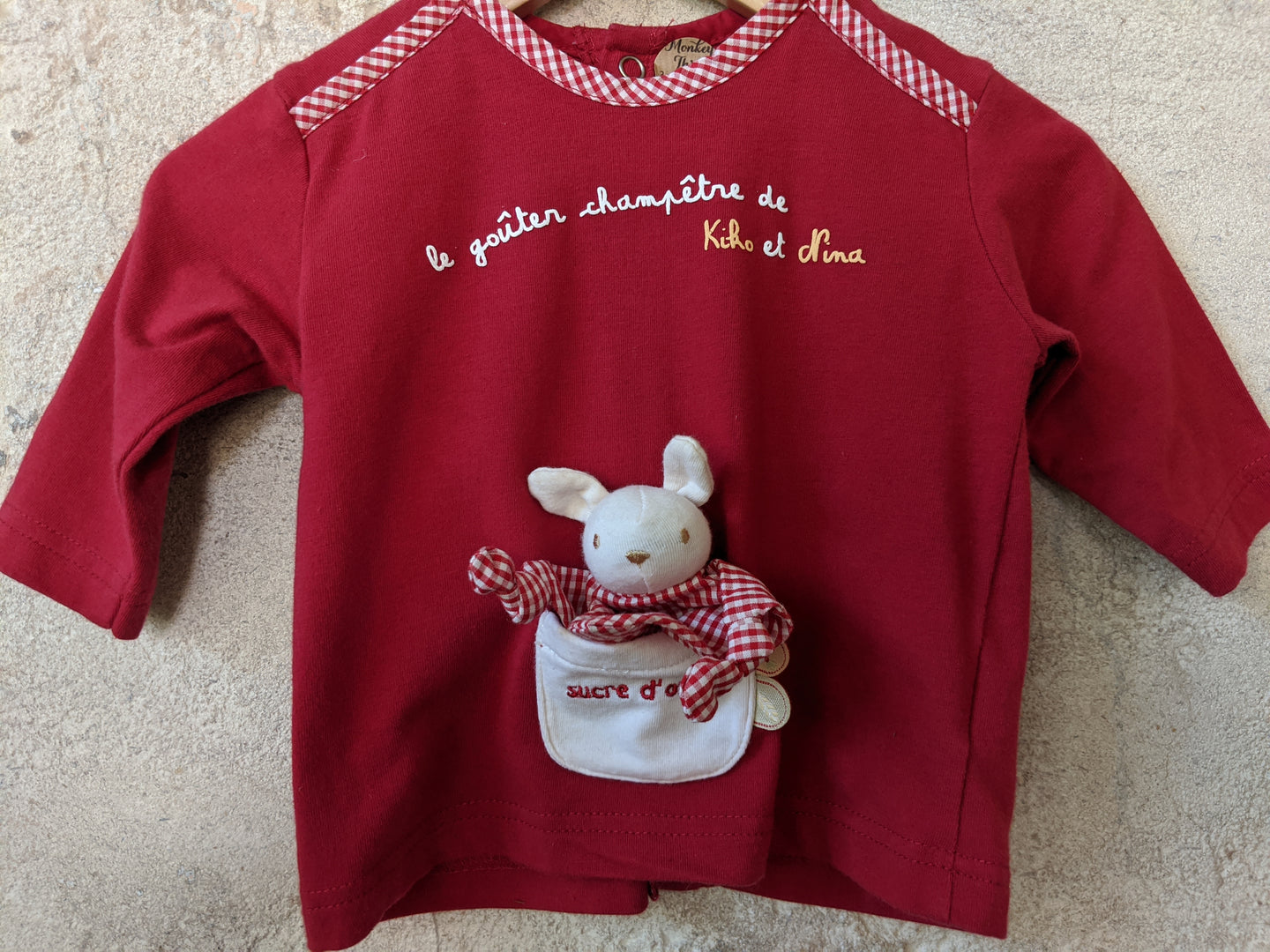 Fabulous French Red Top with Pet Rabbit - 3 Months