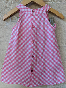 Grain de Blé Pink Checked Summer Dress & Matching Bloomers 6 - Months