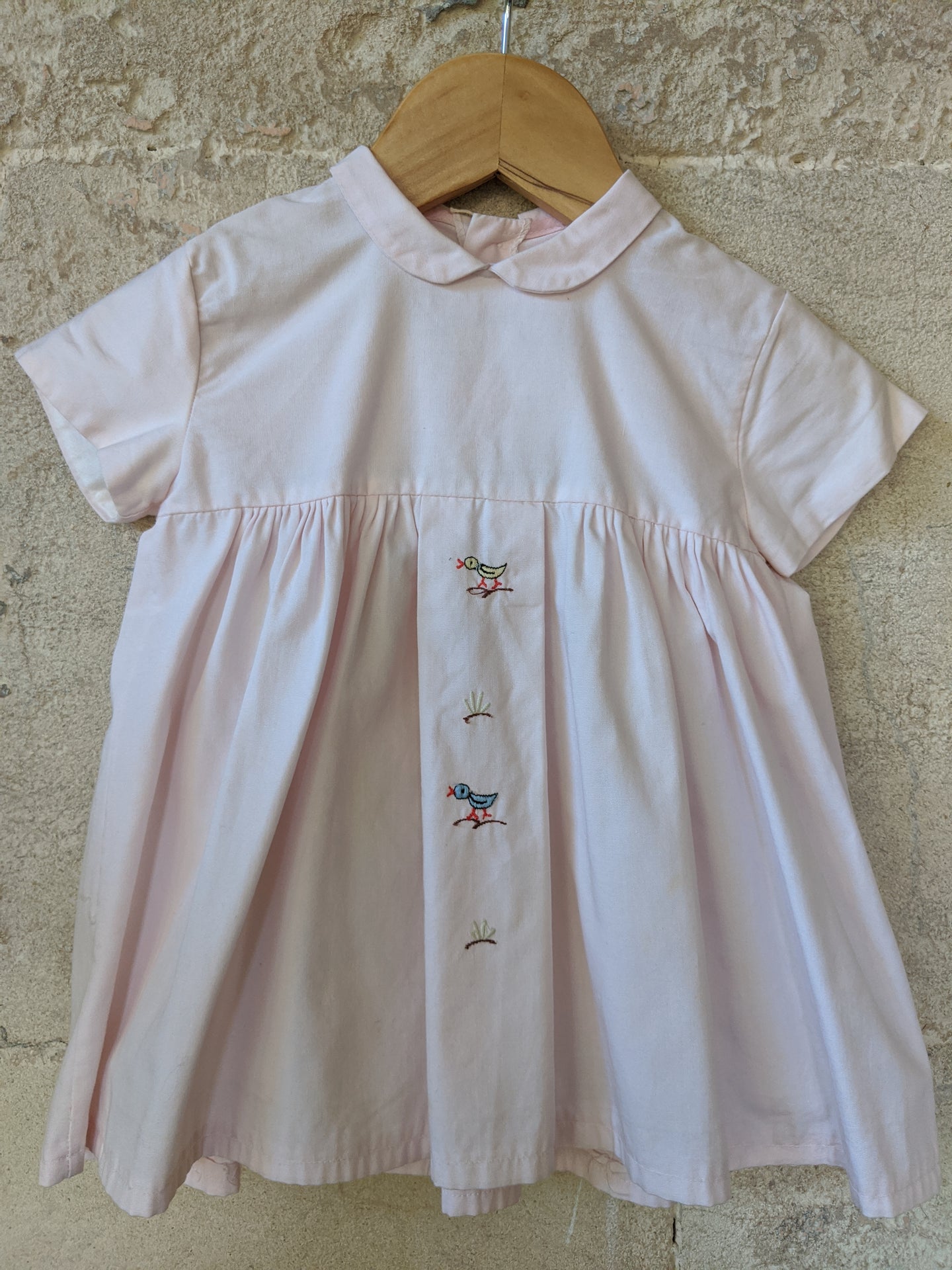 Beautiful Antique Cotton Dress with Sweet Embroidery - 3 Months