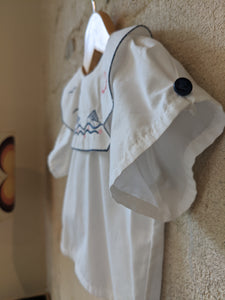 French Antique Sailing Boat White Tunic 6 Months
