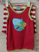 Load image into Gallery viewer, Bright Red Summer Striped Poisson Outfit - 3 Months
