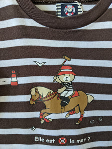 Weekend à La Mer Striped Teddy Bear T Shirt - 6 Months