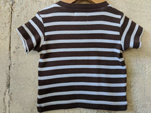 Load image into Gallery viewer, Weekend à La Mer Striped Teddy Bear T Shirt - 6 Months

