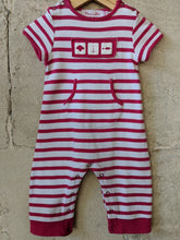 Load image into Gallery viewer, Mousaillon Pink Stripe Romper 12 Months
